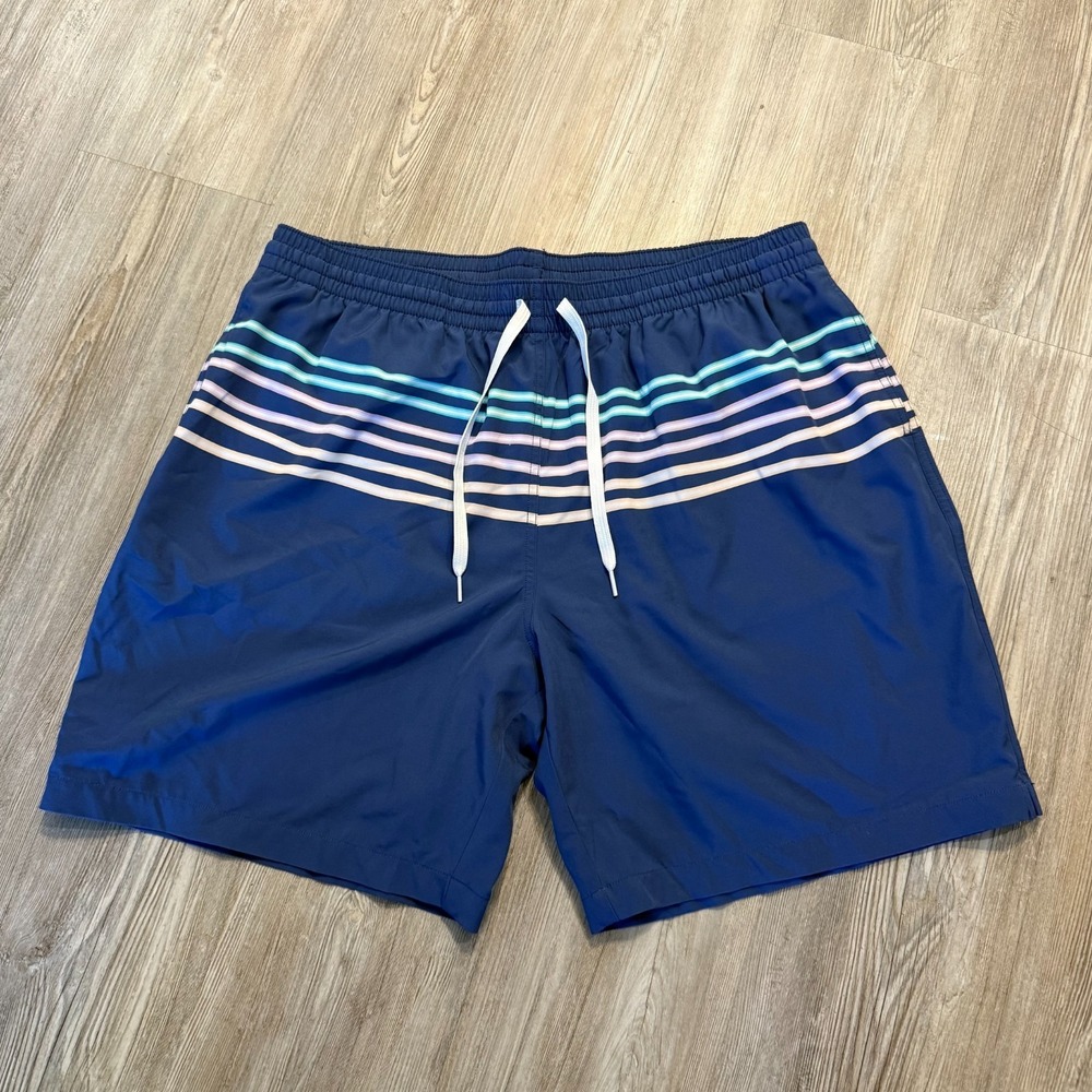 Chubbies Mens XXL 7" Navy‎ Striped Lined Swim Shorts